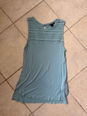 Crochet Yoke Sleeveless H&M Tank Top - Sage Green
